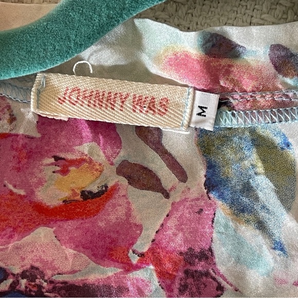 Johnny Was Oversized Flowy Tunic Watercolor Floral Silk Boho Chic Artsy Medium - Picture 6 of 8
